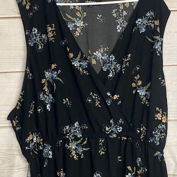 Chelsea Studio Black Floral Print Surplice Neckline High-Low Dress Size 4X - Picture 2 of 8
